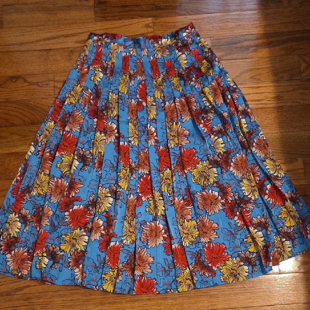 Aritzia Floral Midi Skirt - Blue, Red, Yellow